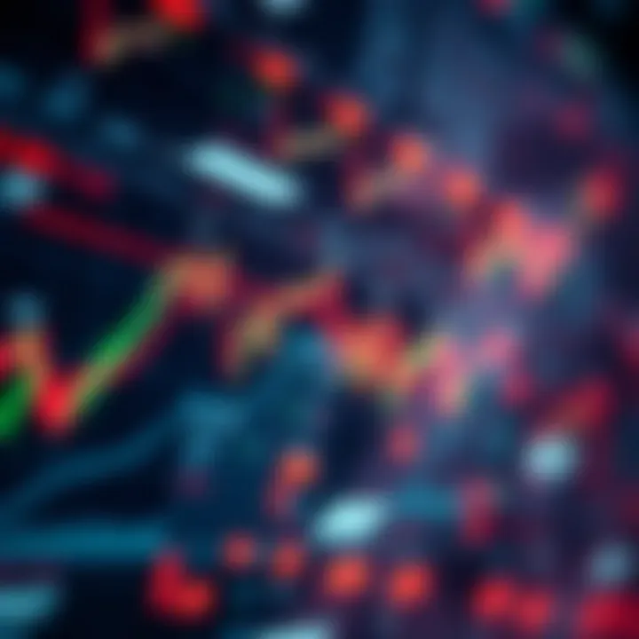 An abstract representation of market trends and trading volumes