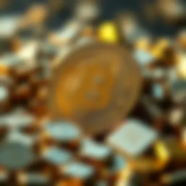 Cryptocurrency and Precious Metals Connection Representation of cryptocurrency intertwined with precious metals