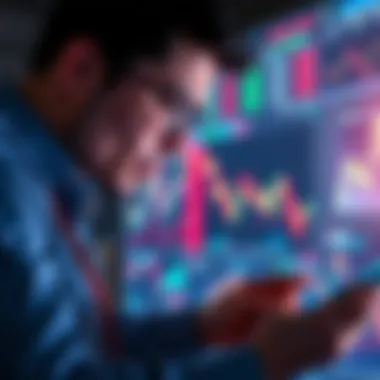 Investor analyzing market graphs and data