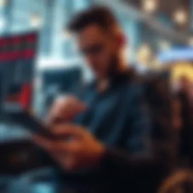 Trading with ExMarkets on Mobile A trader using the ExMarkets app on a mobile device