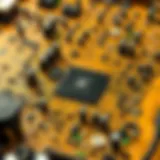 Intricate FPGA Circuitry A close-up of an FPGA card showcasing its intricate circuitry