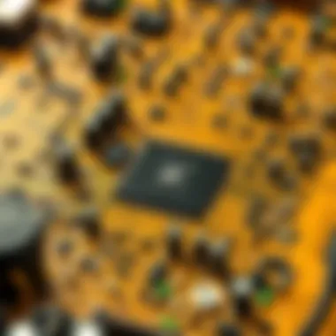 Intricate FPGA Circuitry A close-up of an FPGA card showcasing its intricate circuitry