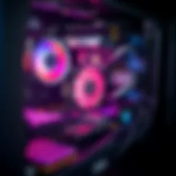 Detailed view of GPU components in a mining rig