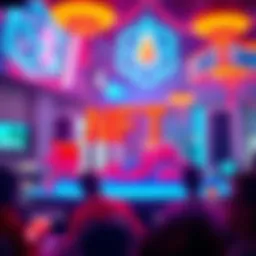 A vibrant digital artwork representing NFTs on the Polygon blockchain