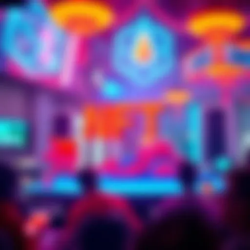 A vibrant digital artwork representing NFTs on the Polygon blockchain