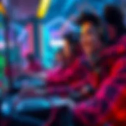 A vibrant illustration showcasing players engaging in a blockchain game