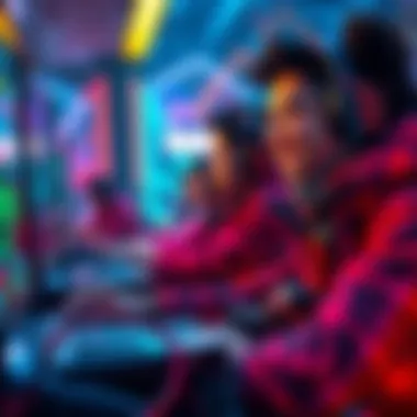 A vibrant illustration showcasing players engaging in a blockchain game