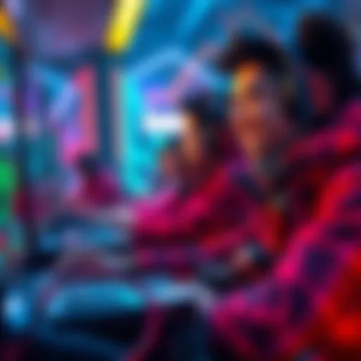 Players Engaging in Blockchain Gaming A vibrant illustration showcasing players engaging in a blockchain game