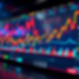 A vibrant digital coin market chart depicting trends