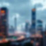 A futuristic city skyline representing fintech innovations