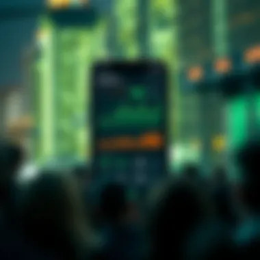 Cryptocurrency App Interface A sleek mobile application interface showcasing cryptocurrency charts and analytics.