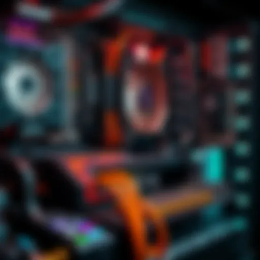 High-Performance Mining Rig Components A detailed view of a high-performance mining rig showcasing various hardware components