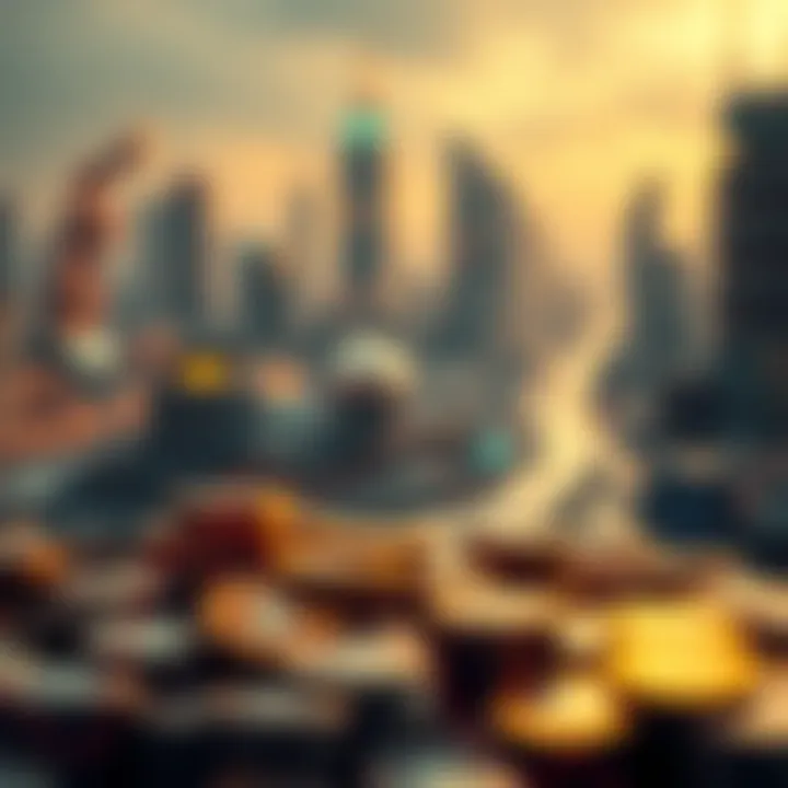 Future Economic Impacts of Virtual Currencies A futuristic concept illustrating the impact of virtual currencies on the economy